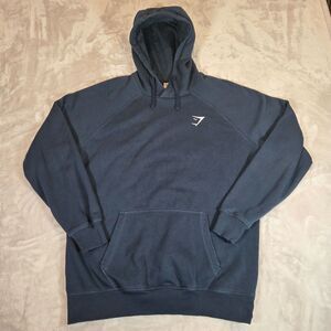 Gymshark Crest Pullover Fleece Hoodie Men’s Large Navy A1A1K Athleisure